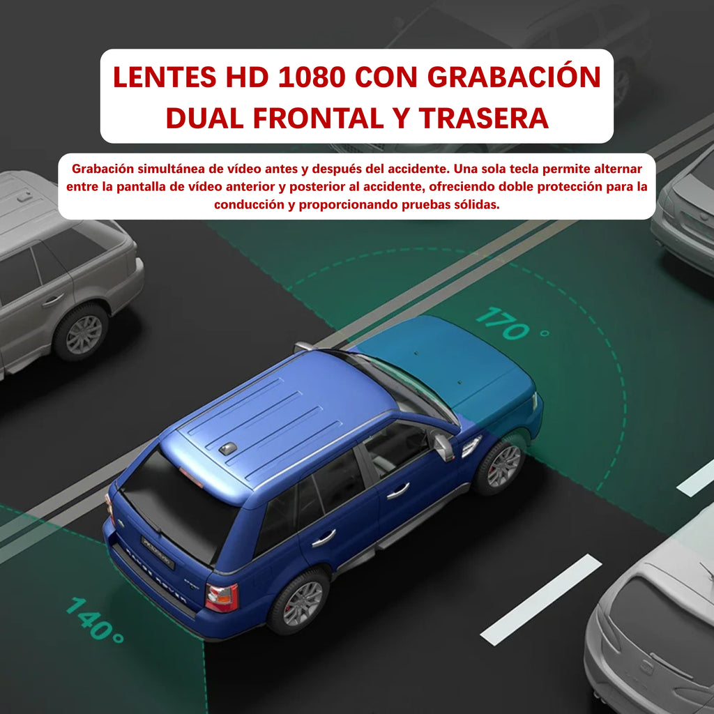Dashcam 1080p con camara de marcha atras 1080p